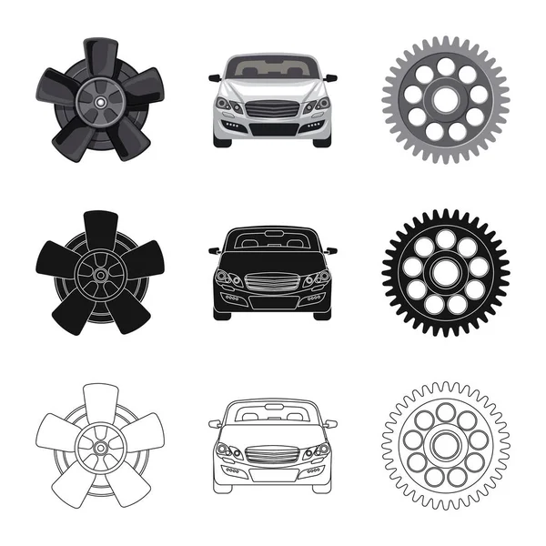 Illustrazione vettoriale dell'icona auto e parte. Serie di auto e auto stock vettoriale illustrazione . — Vettoriale Stock