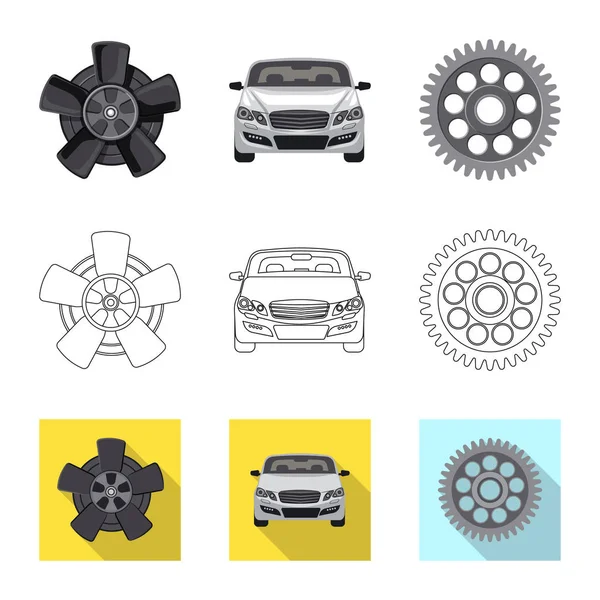 Vektorová design auto a část symbolu. Sbírka auto a car vektorové ikony pro stock. — Stockový vektor