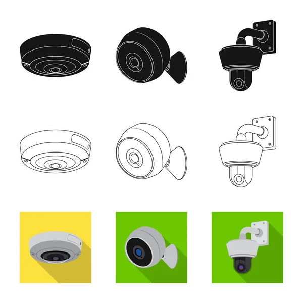 Isoliertes Objekt von cctv und Kamera-Symbol. Set von cctv und System Stock Vector Illustration. — Stockvektor