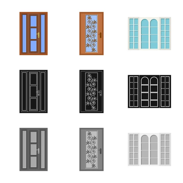 Vektor-Illustration von Tür- und Frontschild. Sammlung von Tür- und Holzstock-Vektorillustrationen. — Stockvektor