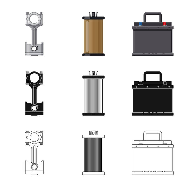 Vector illustration of auto and part icon. Collection of auto and car stock symbol for web.