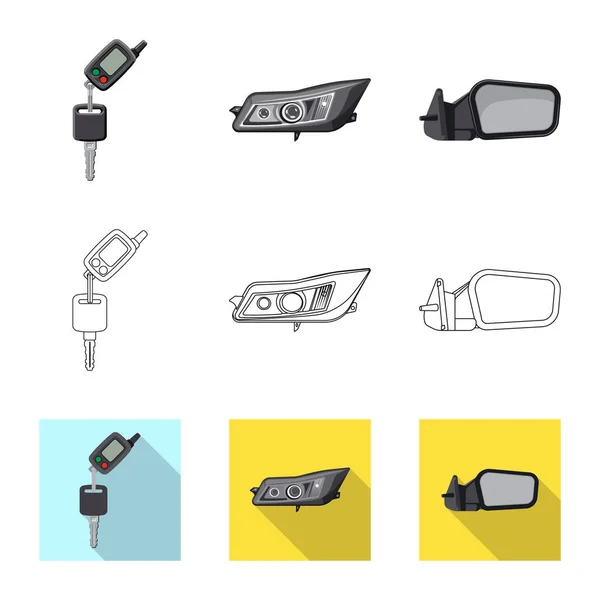 Diseño vectorial de auto y parte icono. Colección de auto y coche icono vectorial para stock . — Vector de stock