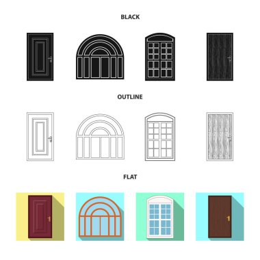 Kapı ve ön simge vektör tasarımı. Kapı ve ahşap hisse senedi simgesi için web topluluğu.