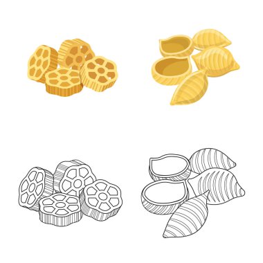 Makarna ve karbonhidrat logo vektör Illustration. Hisse senedi için makarna makarna ve vektör simge kümesi.