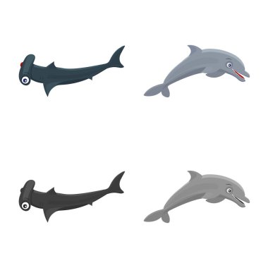 Deniz ve hayvan sembolü vektör Illustration. Deniz ve deniz hisse senedi vektör çizim koleksiyonu.