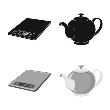 Mutfak ve yemek simge vektör Illustration. Mutfak ve cihaz hisse senedi vektör çizim seti.