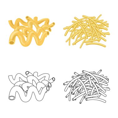 Makarna ve karbonhidrat işareti yalıtılmış nesne. Makarna ve makarna hisse senedi vektör çizim topluluğu.