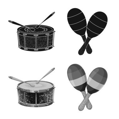 Müzik ve şarkı simge vektör tasarımı. Müzik ve aracı hisse senedi vektör çizim seti.