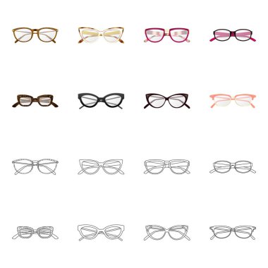 Gözlük ve çerçeve simge vektör tasarımı. Gözlük ve aksesuar hisse senedi vektör çizim.