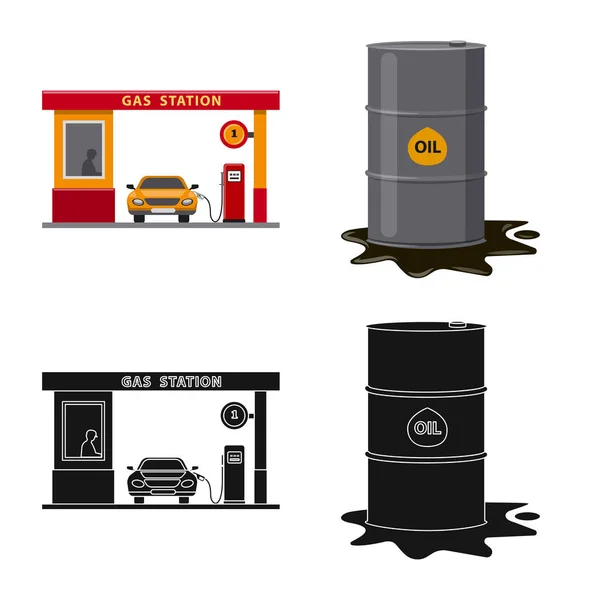 Vektorillustration des Öl- und Gassymbols. Illustration der Öl- und Benzinvorräte. — Stockvektor