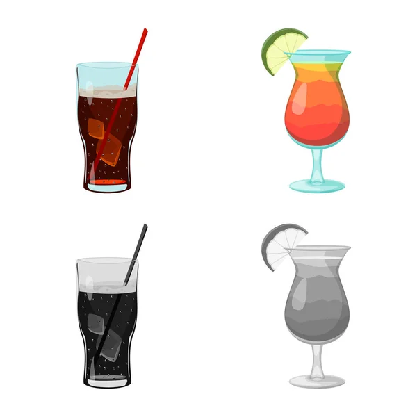 Design vettoriale del simbolo della bevanda e del bar. Raccolta di illustrazione vettoriale di bevande e scorte di partito . — Vettoriale Stock