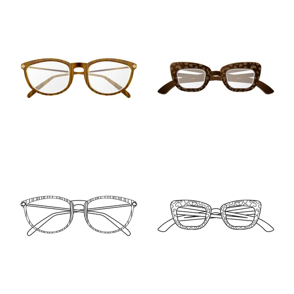 Ilustración vectorial de gafas y símbolo del marco. Conjunto de gafas y accesorio stock vector ilustración . — Archivo Imágenes Vectoriales