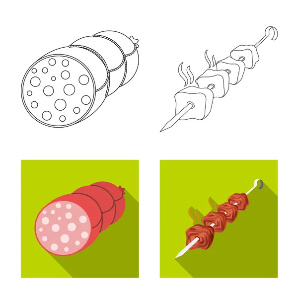 Design vettoriale del segno di carne e prosciutto. Raccolta di carne e brodo di cottura simbolo per il web . — Vettoriale Stock