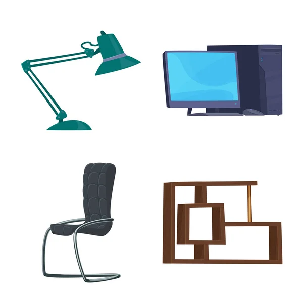 Ізольований об'єкт меблів та логотипу роботи. Набір меблів і домашній вектор значок на складі . — стоковий вектор