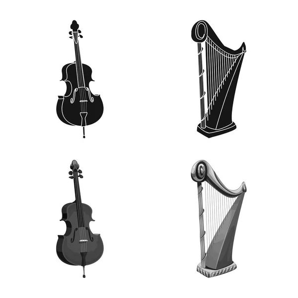 Vectorillustratie van muziek en melodie symbool. Collectie van muziek en instrument voorraad vectorillustratie. — Stockvector