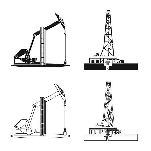 Vector ontwerp van olie en gas symbool. Set van olie en benzine vector pictogram voor voorraad. — Stockvector