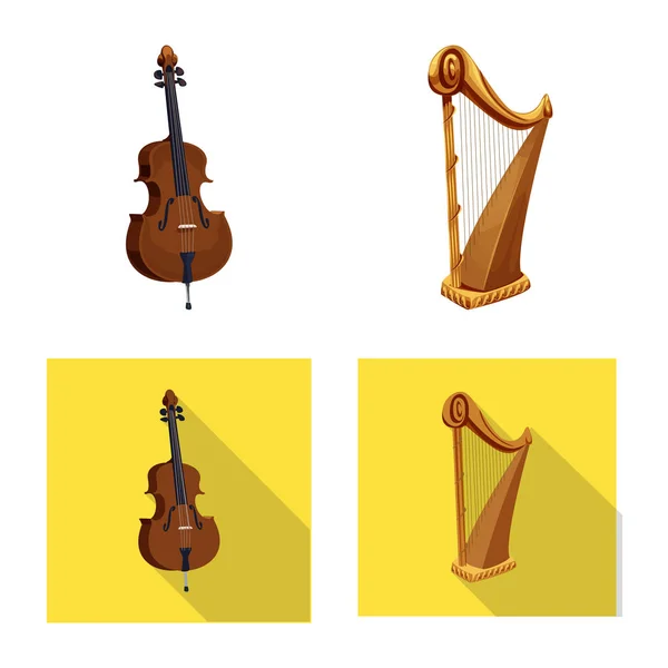 Objeto aislado de música y logotipo de melodía. Colección de música y vector de herramientas icono para stock . — Archivo Imágenes Vectoriales