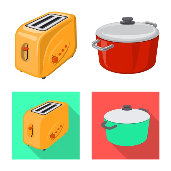 Illustration vectorielle de l'icône cuisine et cuisine. Collection de symboles de stock de cuisine et d'appareils pour le web . — Image vectorielle