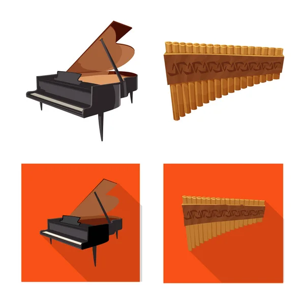 Ilustración vectorial de música y logotipo de melodía. Conjunto de música e ilustración de vector de stock de herramientas . — Vector de stock