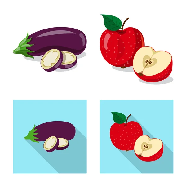Diseño vectorial de icono de frutas y verduras. Colección de vegetales y vegetarianos símbolo de stock para la web . — Archivo Imágenes Vectoriales