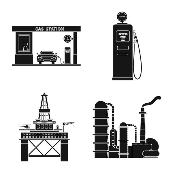 Vector illustration of oil and gas logo. Collection of oil and petrol vector icon for stock. — Stock Vector