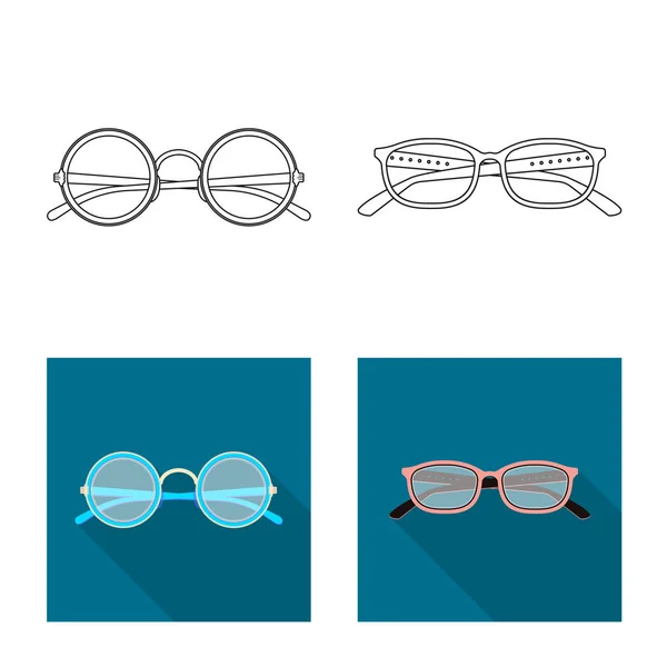 Ilustración vectorial de gafas y logotipo del marco. Colección de gafas y accesorio icono vectorial para stock . — Vector de stock