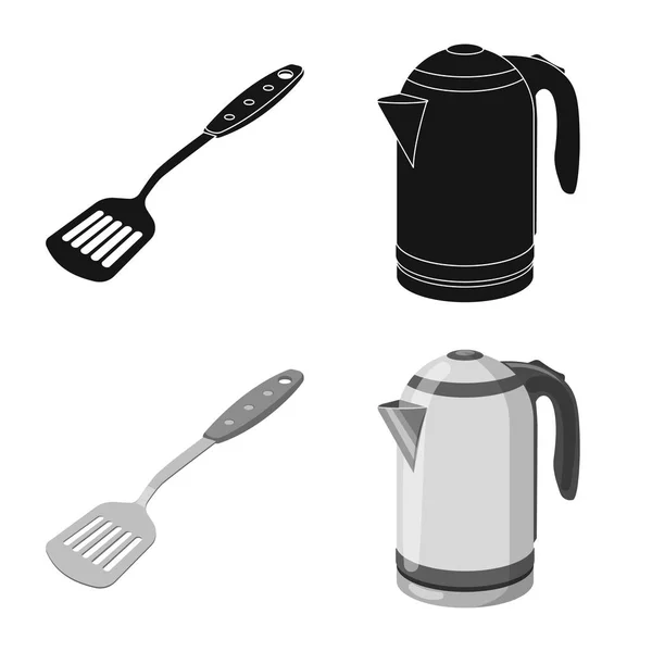 Oggetto isolato di cucina e cuoco simbolo. Set di cucina e elettrodomestici simbolo stock per il web . — Vettoriale Stock