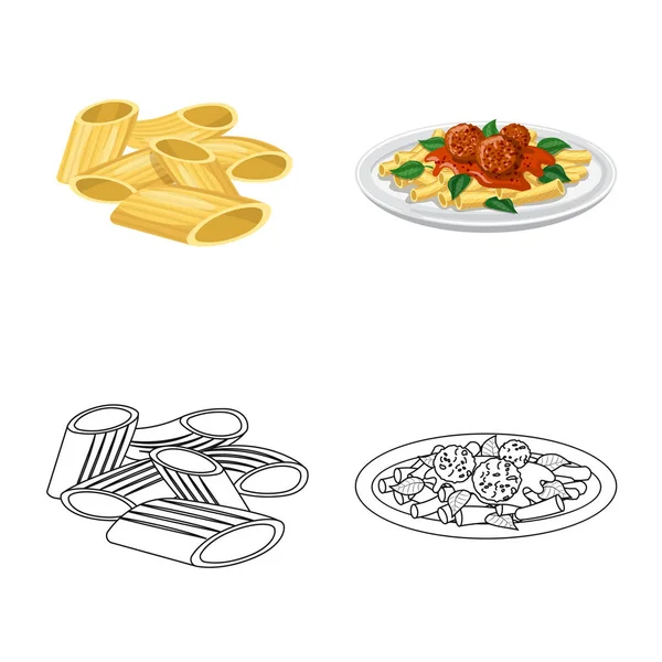 Diseño Vectorial Del Logotipo Pasta Carbohidratos Set Pasta Macarrones Para — Vector de stock