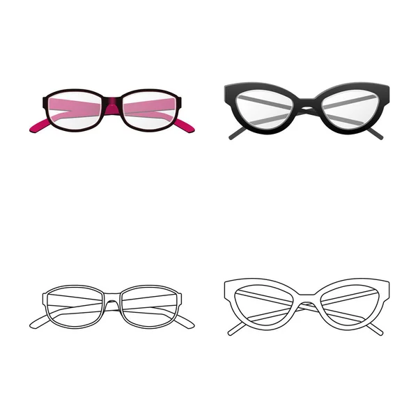 Vector illustration of glasses and frame symbol. Set of glasses and accessory stock symbol for web. — Stock Vector