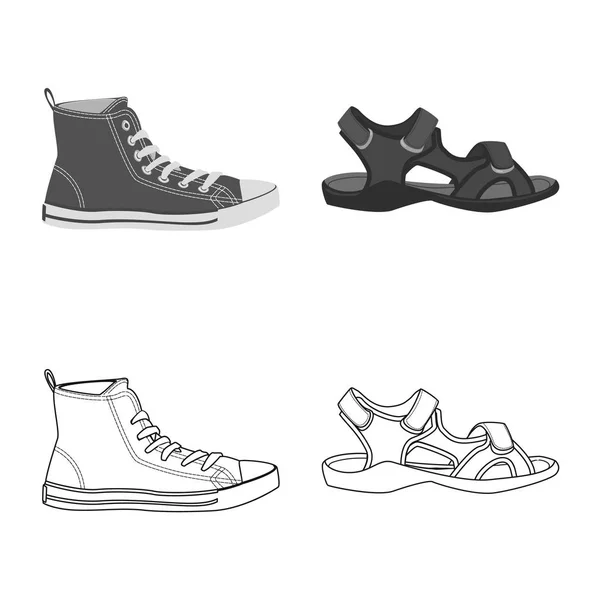 Illustrazione vettoriale dell'uomo e del segno del piede. Set di illustrazione vettoriale uomo e usura . — Vettoriale Stock