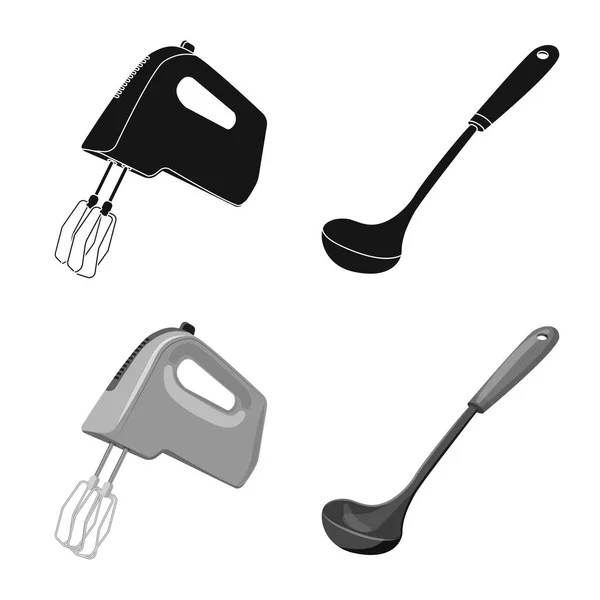 Ilustração vetorial de cozinha e cozinheiro sinal. Conjunto de símbolo de estoque de cozinha e aparelho para web . — Vetor de Stock