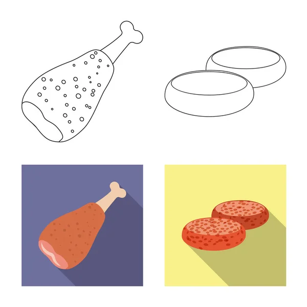 Isolierte Objekt von Fleisch und Schinken Logo. Set aus Fleisch und Kochutensilien für das Web. — Stockvektor