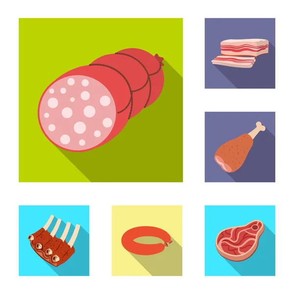 Illustrazione vettoriale del logo di carne e prosciutto. Raccolta di illustrazione vettoriale carne e brodo di cottura . — Vettoriale Stock