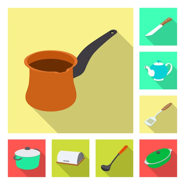 Illustrazione vettoriale di cucina e cuoco simbolo. Raccolta di illustrazione vettoriale della cucina e degli elettrodomestici . — Vettoriale Stock