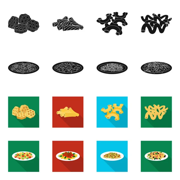 Design vettoriale della pasta e del logo dei carboidrati. Set illustrazione vettoriale pasta e maccheroni . — Vettoriale Stock