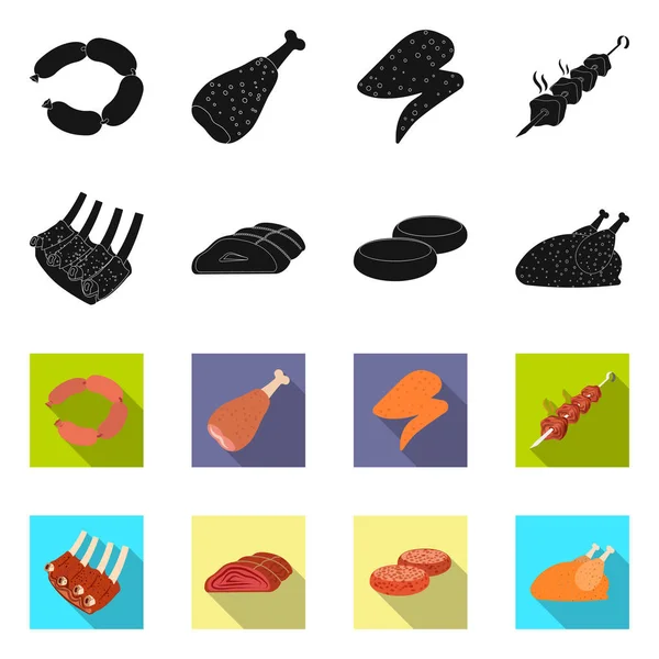 Ilustración vectorial del icono de carne y jamón. Colección de ilustración de vectores de carne y caldo de cocina . — Archivo Imágenes Vectoriales