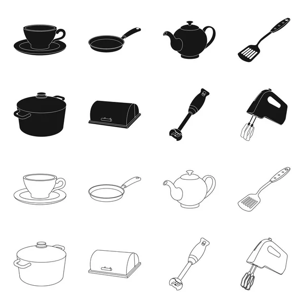 Vector ontwerp van keuken en cook logo. Set van keuken- en apparatenbouw aandelensymbool voor web. — Stockvector