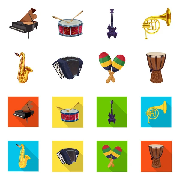 Vector illustration of music and tune icon. Collection of music and tool vector icon for stock. — Stock Vector