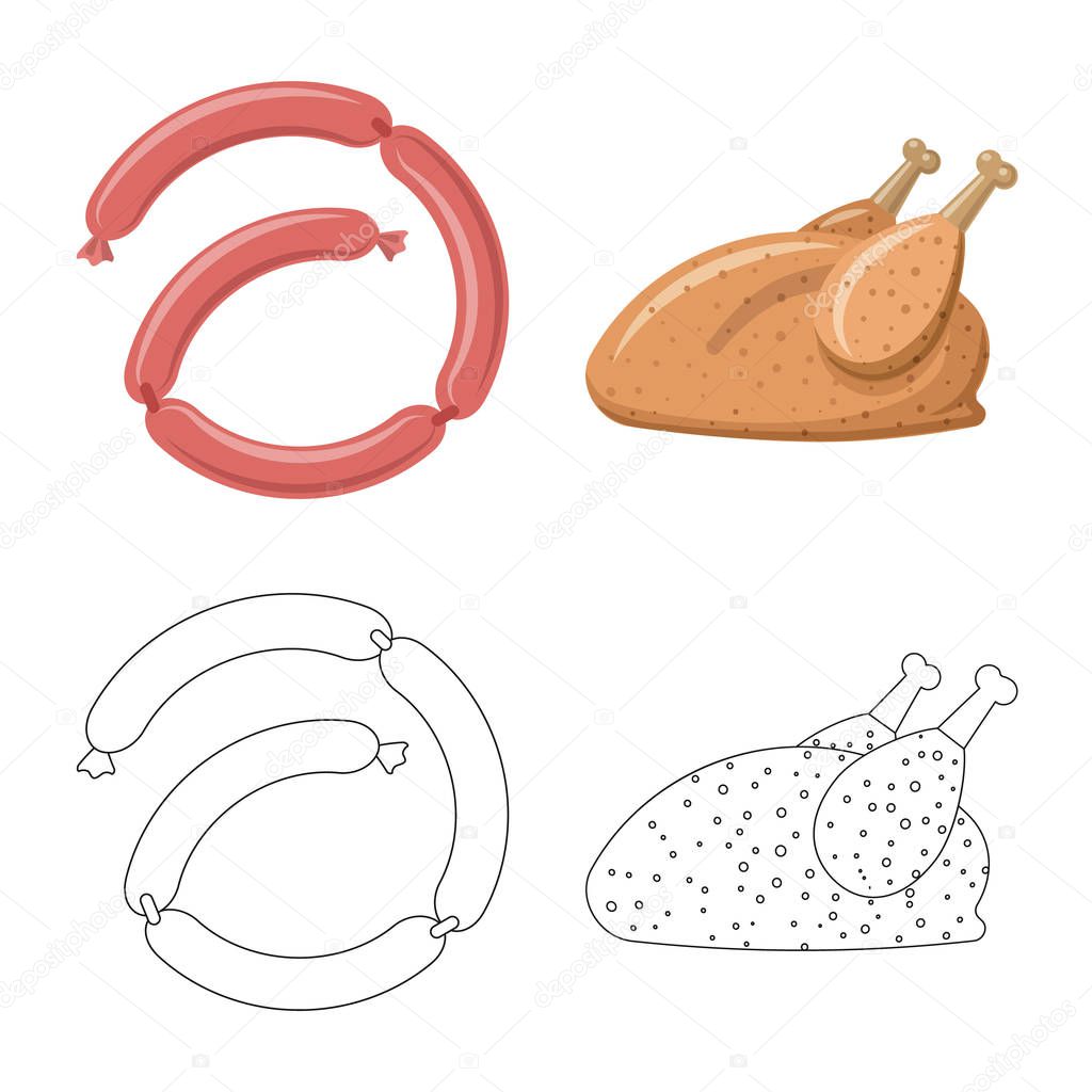 Vector illustration of meat and ham icon. Collection of meat and cooking stock symbol for web.
