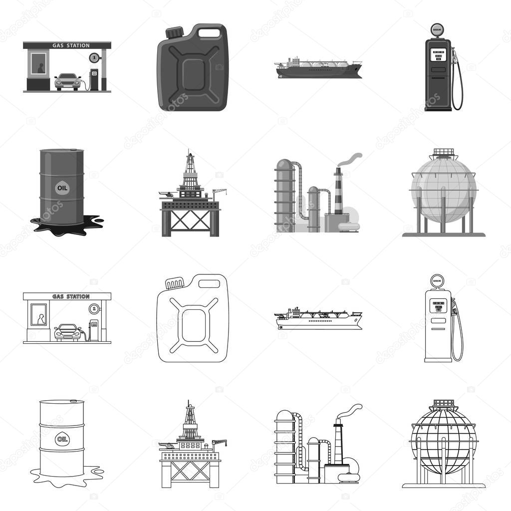 Vector design of oil and gas symbol. Collection of oil and petrol vector icon for stock.