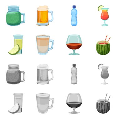 İçki ve bar simge vektör Illustration. İçki ve parti hisse senedi vektör çizim topluluğu.