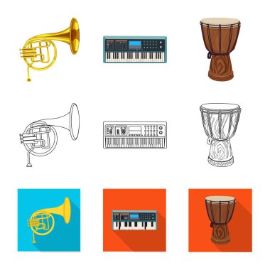 Müzik ve melodi logo vektör Illustration. Müzik ve aracı hisse senedi simgesi için web topluluğu.