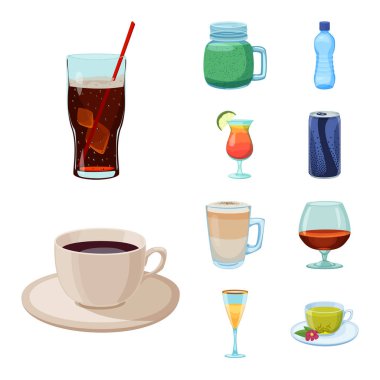 İçki ve bar logo vektör tasarımı. İçki kümesi ve hisse senedi için parti vektör simgesi.