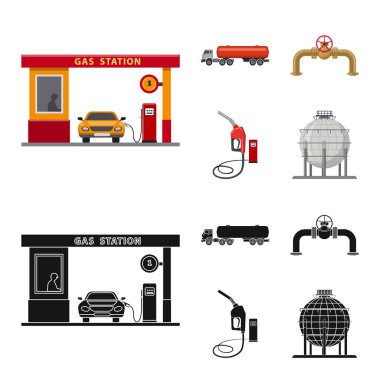 Petrol ve gaz işareti tasarımını vektör. Petrol ve benzin hisse senedi vektör çizim topluluğu.