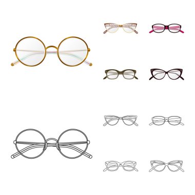 Gözlük ve çerçeve simge vektör tasarımı. Gözlük ve aksesuar hisse senedi vektör çizim.