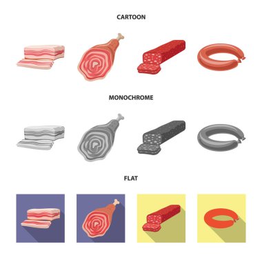 Et ve jambon simge vektör Illustration. Et ve hisse senedi için pişirme vektör simgesi ayarla.