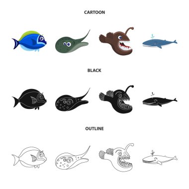 Deniz ve hayvan simge vektör Illustration. Deniz ve deniz hisse senedi vektör çizim.