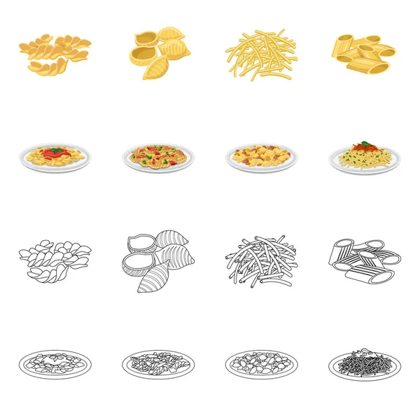 Vektorillustration Pasta Och Kolhydrat Symbol Samling Pasta Makaroner Lager Vektorillustration — Stock vektor