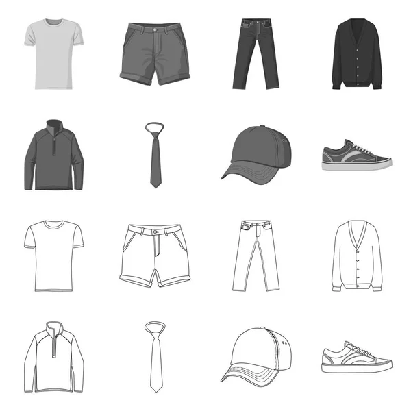 Design vettoriale dell'uomo e logo dell'abbigliamento. Raccolta di illustrazione vettoriale uomo e usura . — Vettoriale Stock