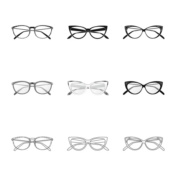 Diseño vectorial de gafas y símbolo del marco. Colección de gafas y símbolo de stock accesorio para web . — Archivo Imágenes Vectoriales